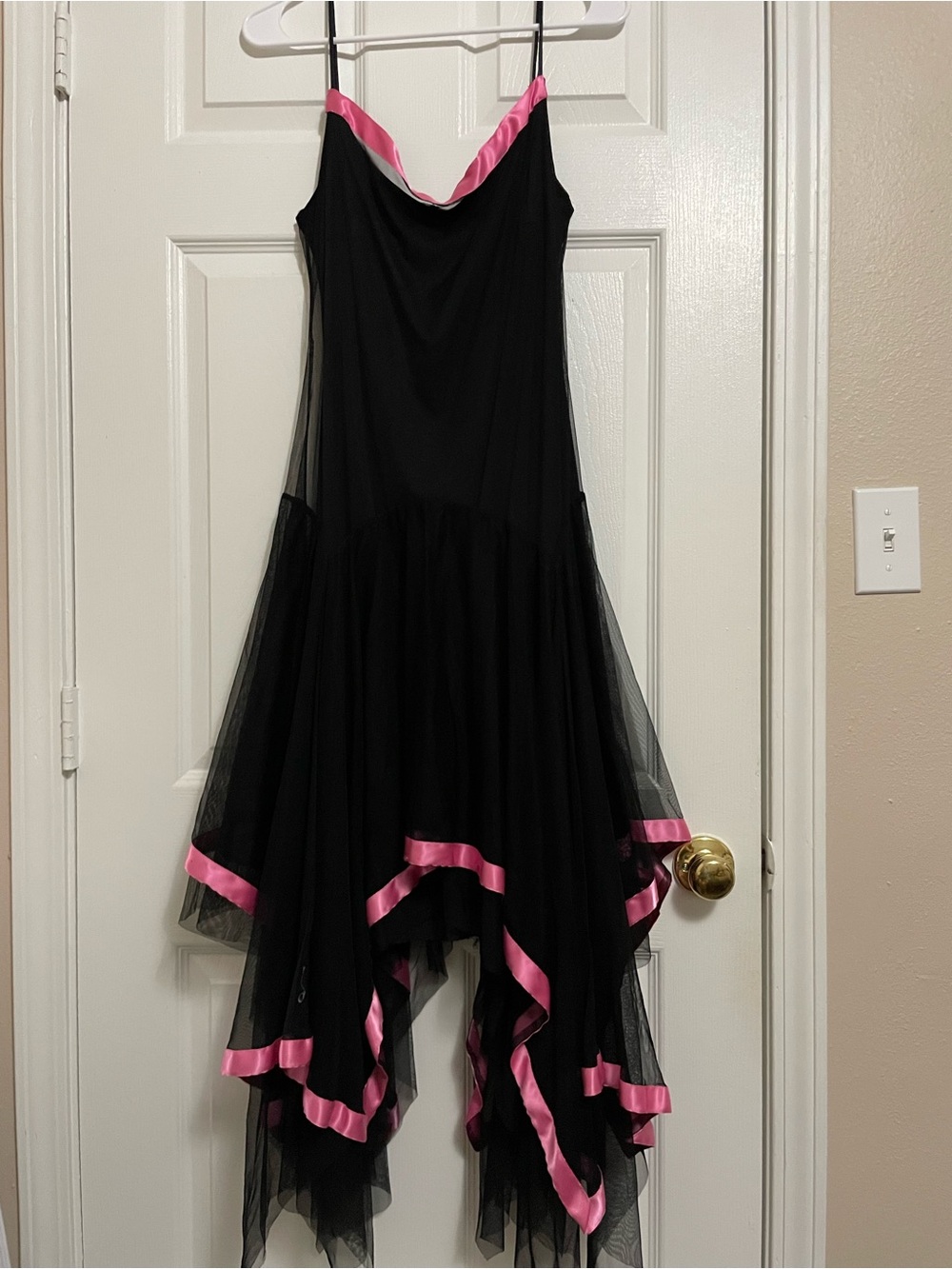 Vintage 90s Bari Jay Black & Hot Pink Sheer Fairycore Prom Dress 9/10